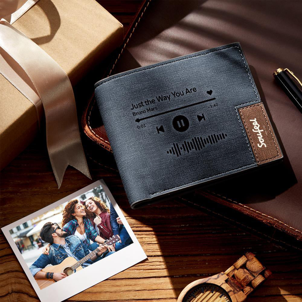 Custom Scannable Music Code Wallet Engraved Music Song Wallet Gifts for Family