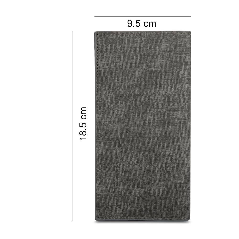 Men's Long Style Bifold Custom Inscription Photo Engraved Wallet - Grey Leather