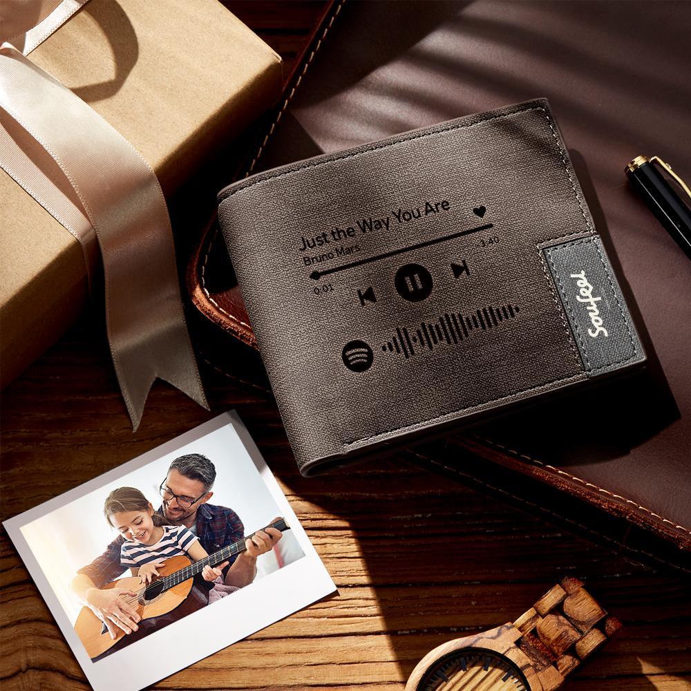 Custom Scannable Spotify Code Wallet Engraved Music Song Wallet Unique Design Gifts for Musicians