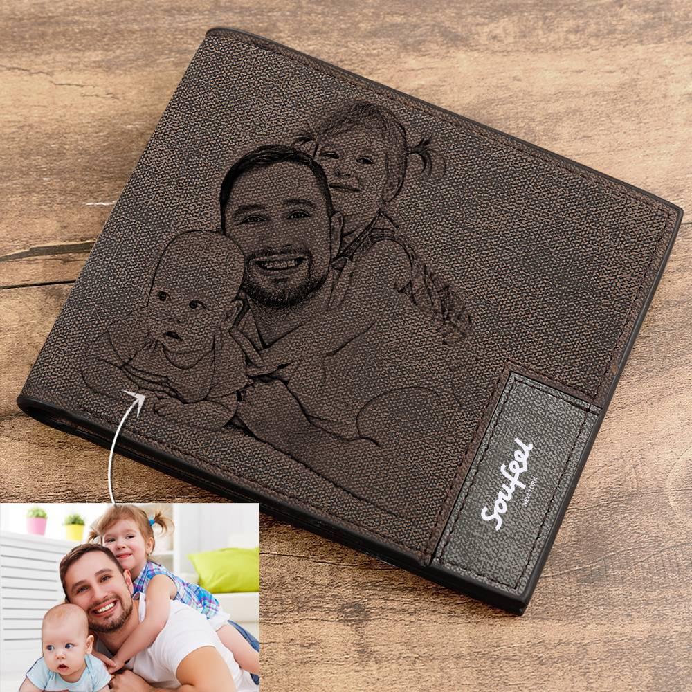 Personalized Wallet Set, Photo Wallet with Engraving Poke Wallet Card for Farther's Day