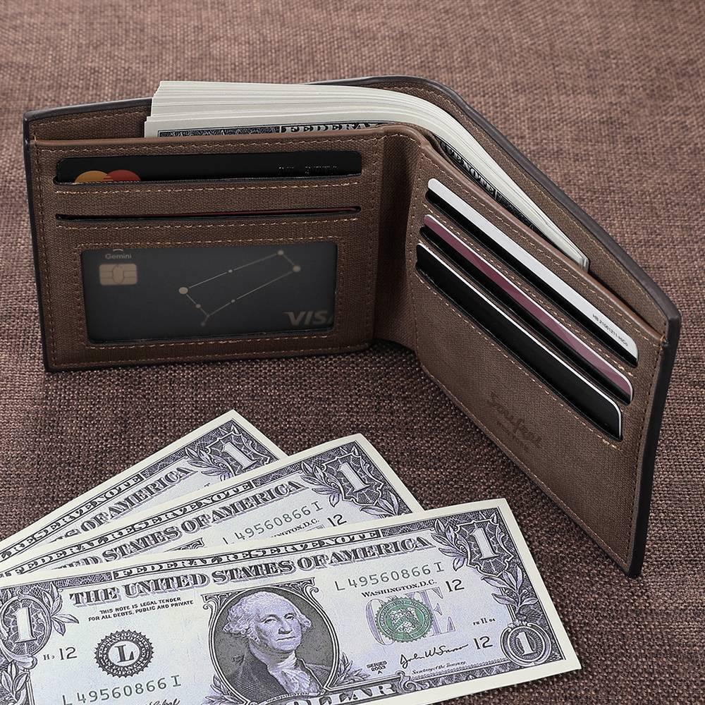 Mens Wallet, Personalized Wallet, Photo Wallet with Engraving Gifts for Men