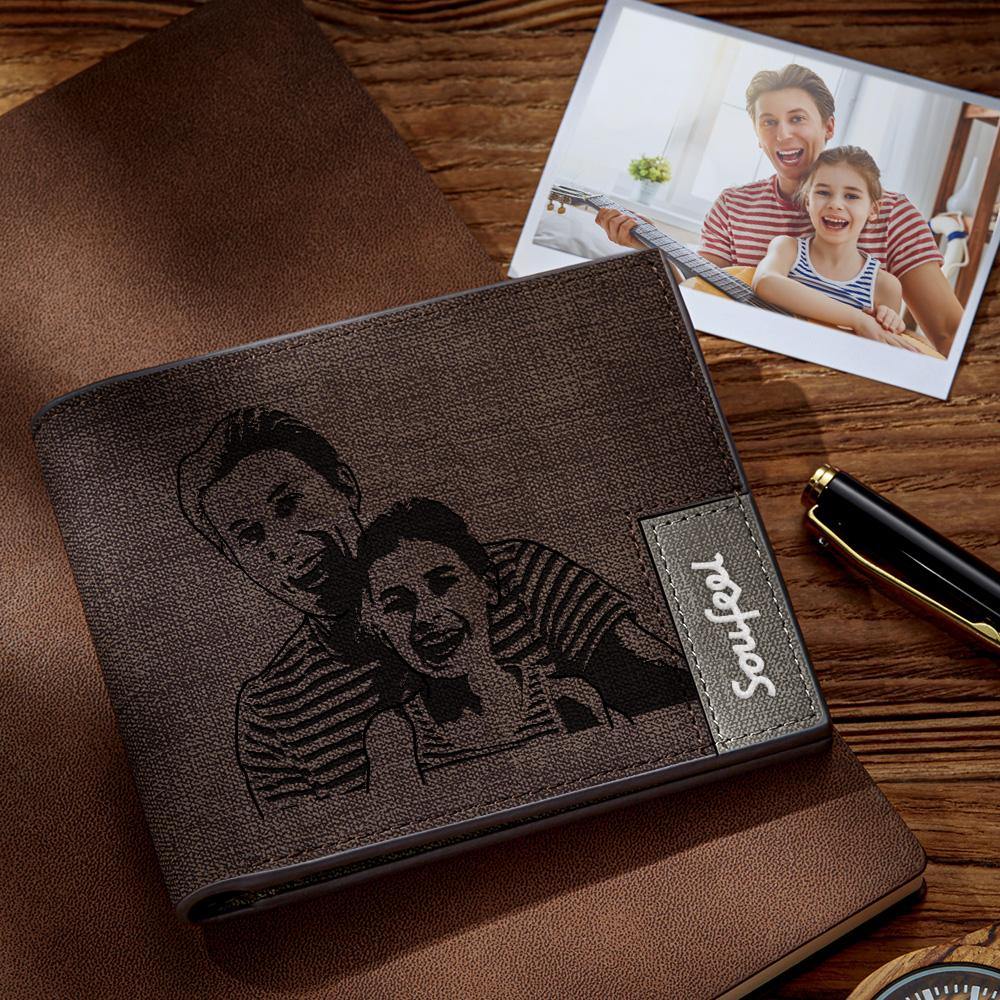 Mens Wallet, Personalized Wallet, Photo Wallet with Engraving Gifts for Men