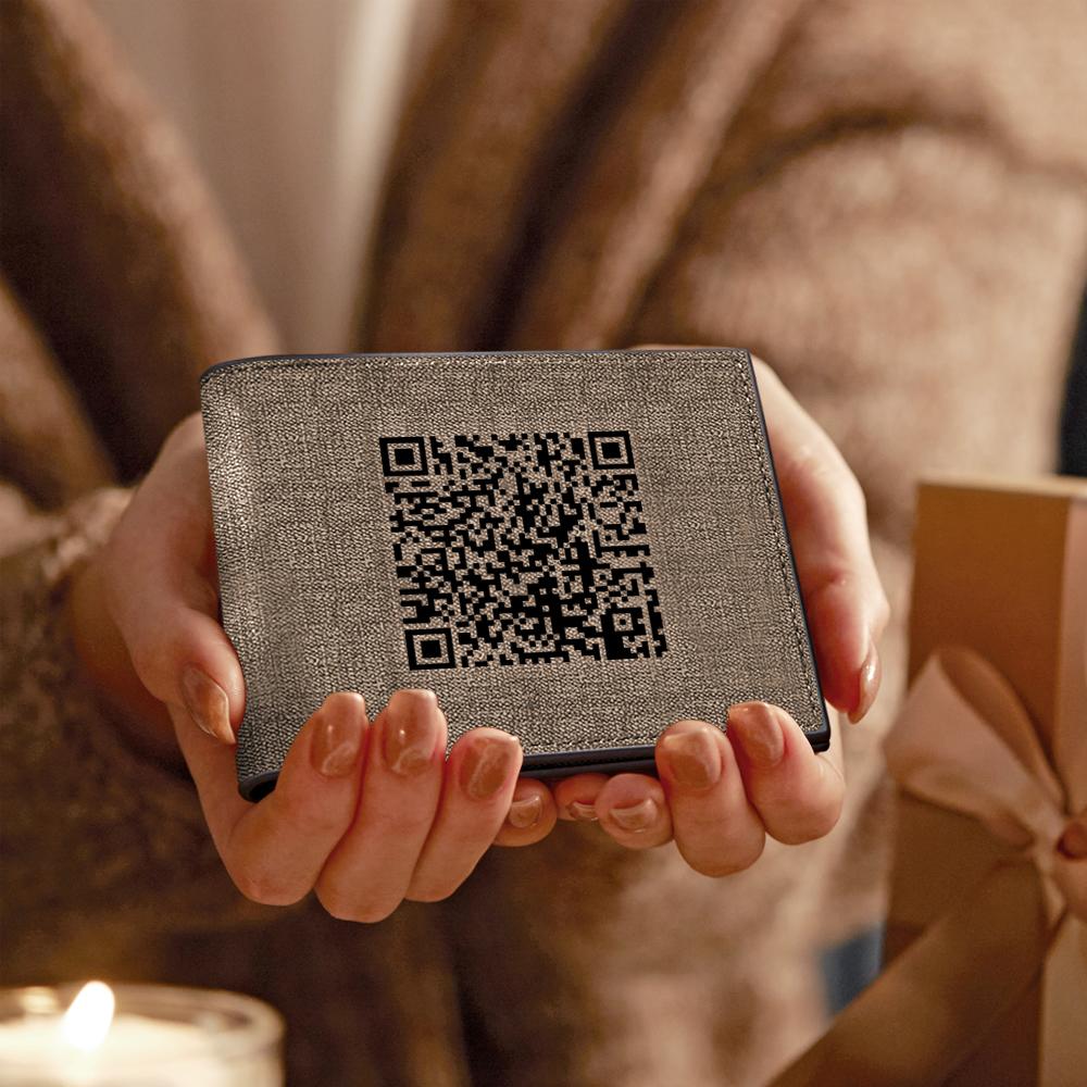 Scannable QR Code Wallet Photo Engraved Wallet Custom Link Memorial Gifts