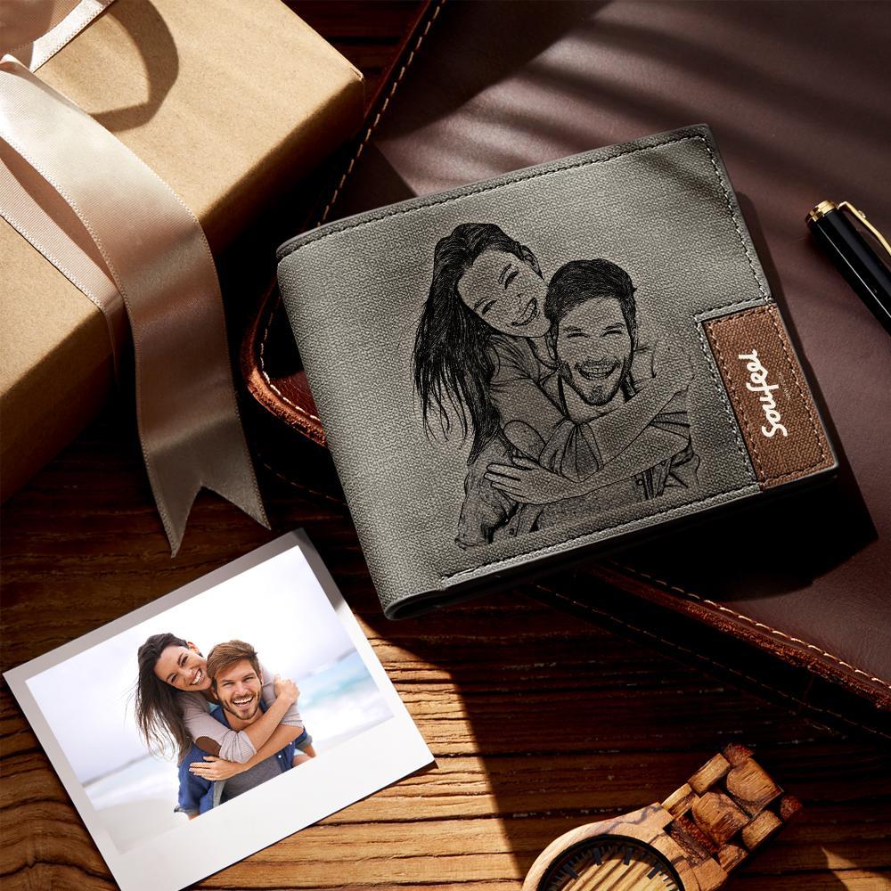 Scannable Music Code Wallet Photo Engraved Wallet Custom Music Song Wallet Memorial Gift