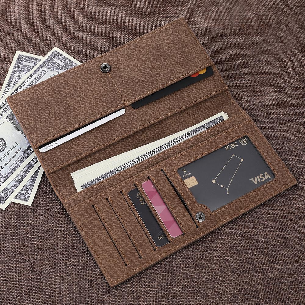 Men's Long Style Bifold Custom Inscription Photo Engraved Wallet - For Couple