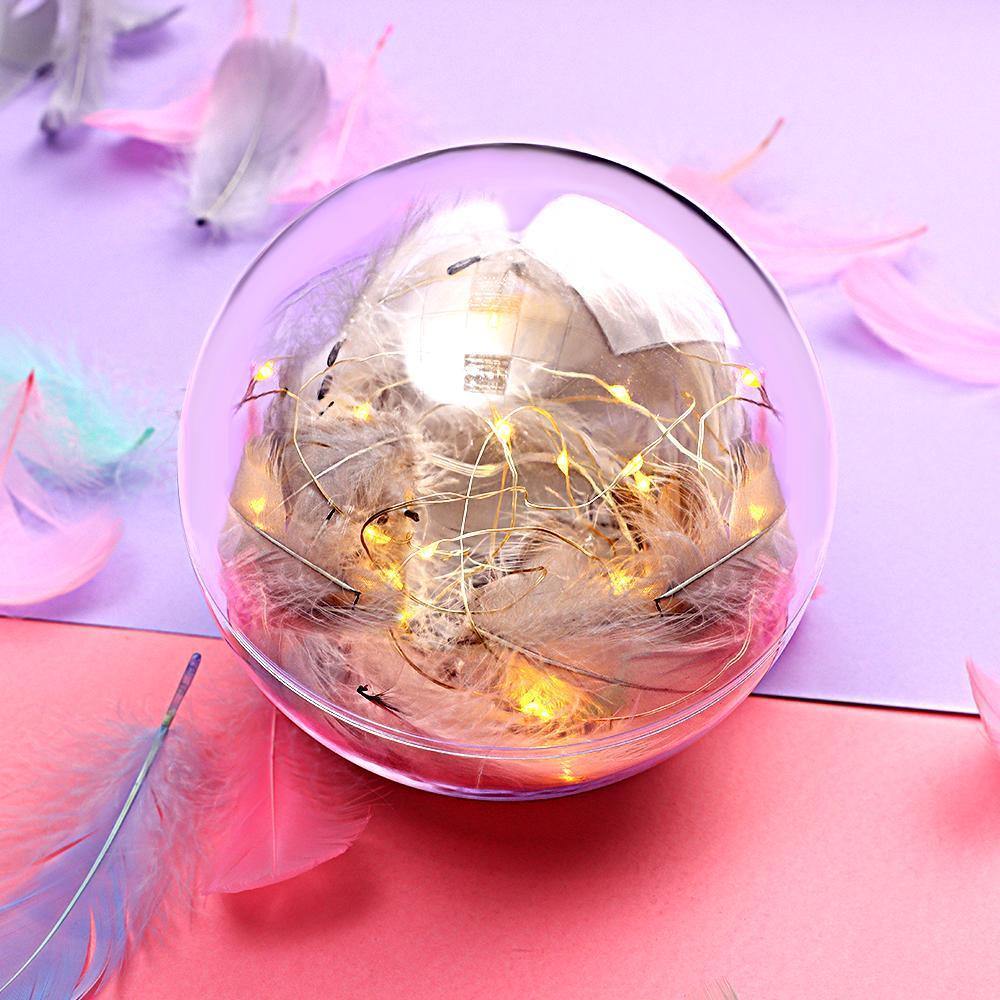 Transparent Plastic Ball Light String Gray Feather Three-piece Suit Creative Gift Combination