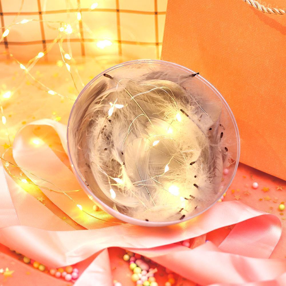 Transparent Plastic Ball Light String Gray Feather Three-piece Suit Creative Gift Combination