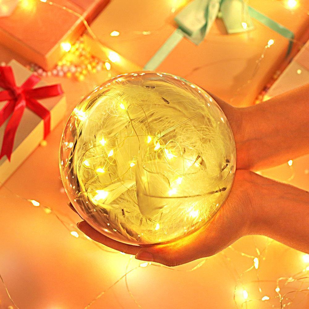 Transparent Plastic Ball Light String Gray Feather Three-piece Suit Creative Gift Combination