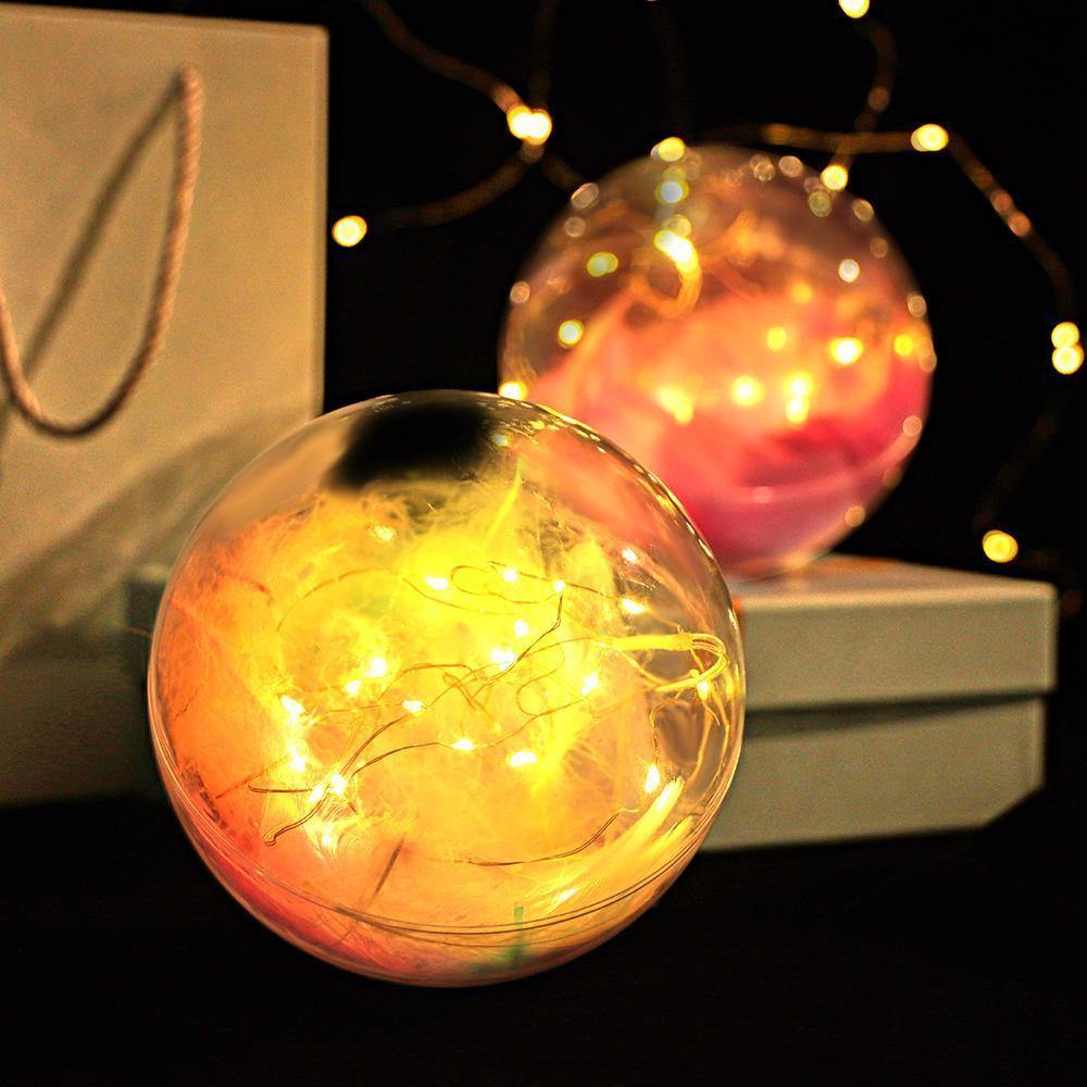 Transparent Plastic Ball Light String Light Purple Feather Three-piece Suit Creative Gift Combination
