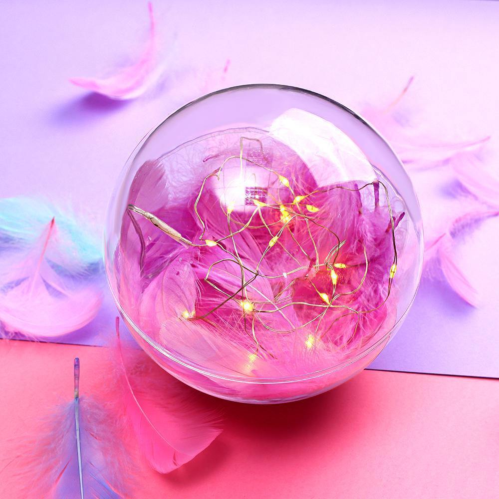 Transparent Plastic Ball Light String Light Purple Feather Three-piece Suit Creative Gift Combination