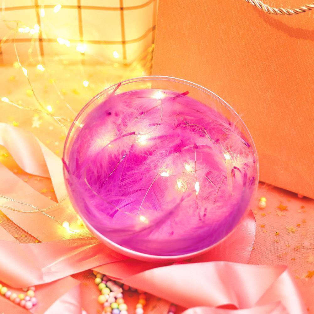 Transparent Plastic Ball Light String Light Purple Feather Three-piece Suit Creative Gift Combination