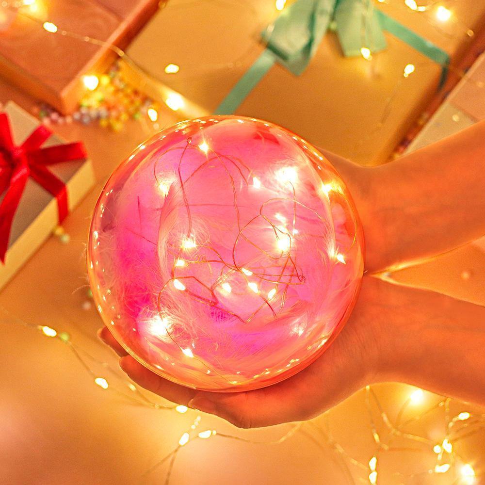 Transparent Plastic Ball Light String Light Purple Feather Three-piece Suit Creative Gift Combination