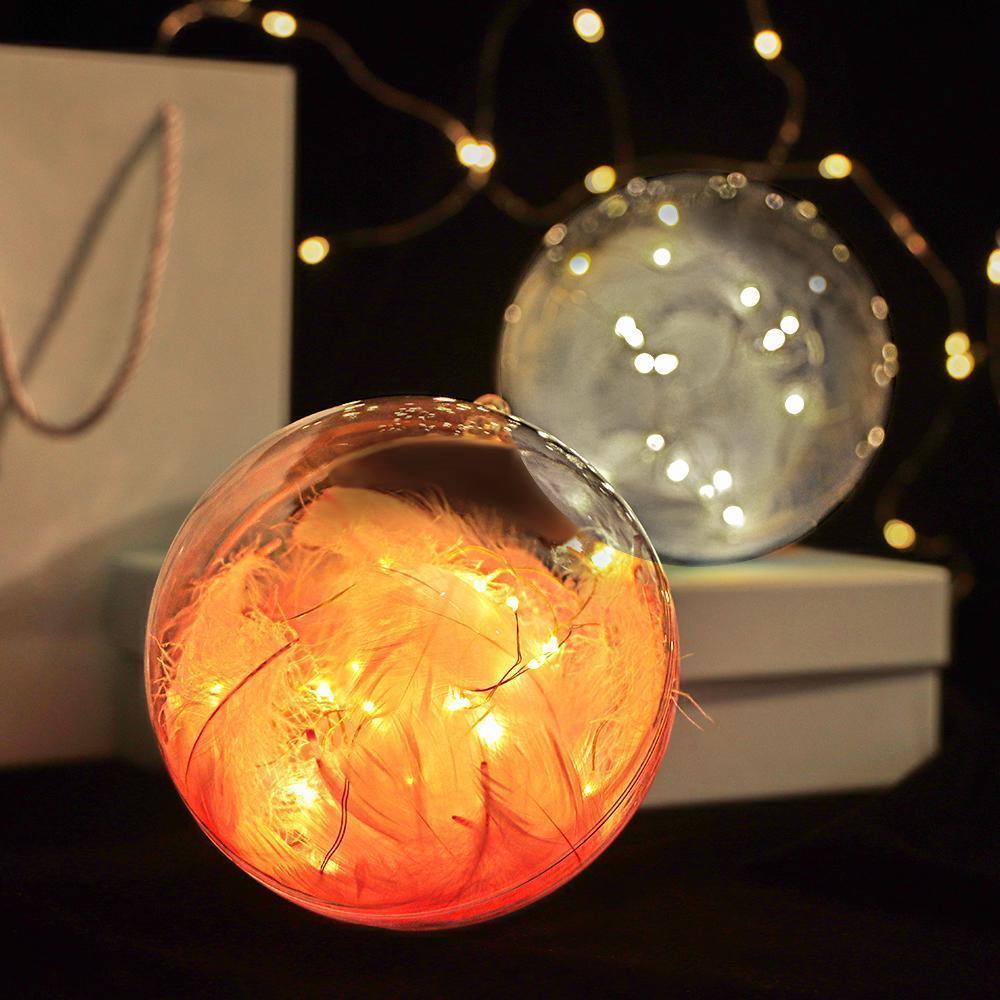 Transparent Plastic Ball Light String Gray Feather Three-piece Suit Creative Gift Combination