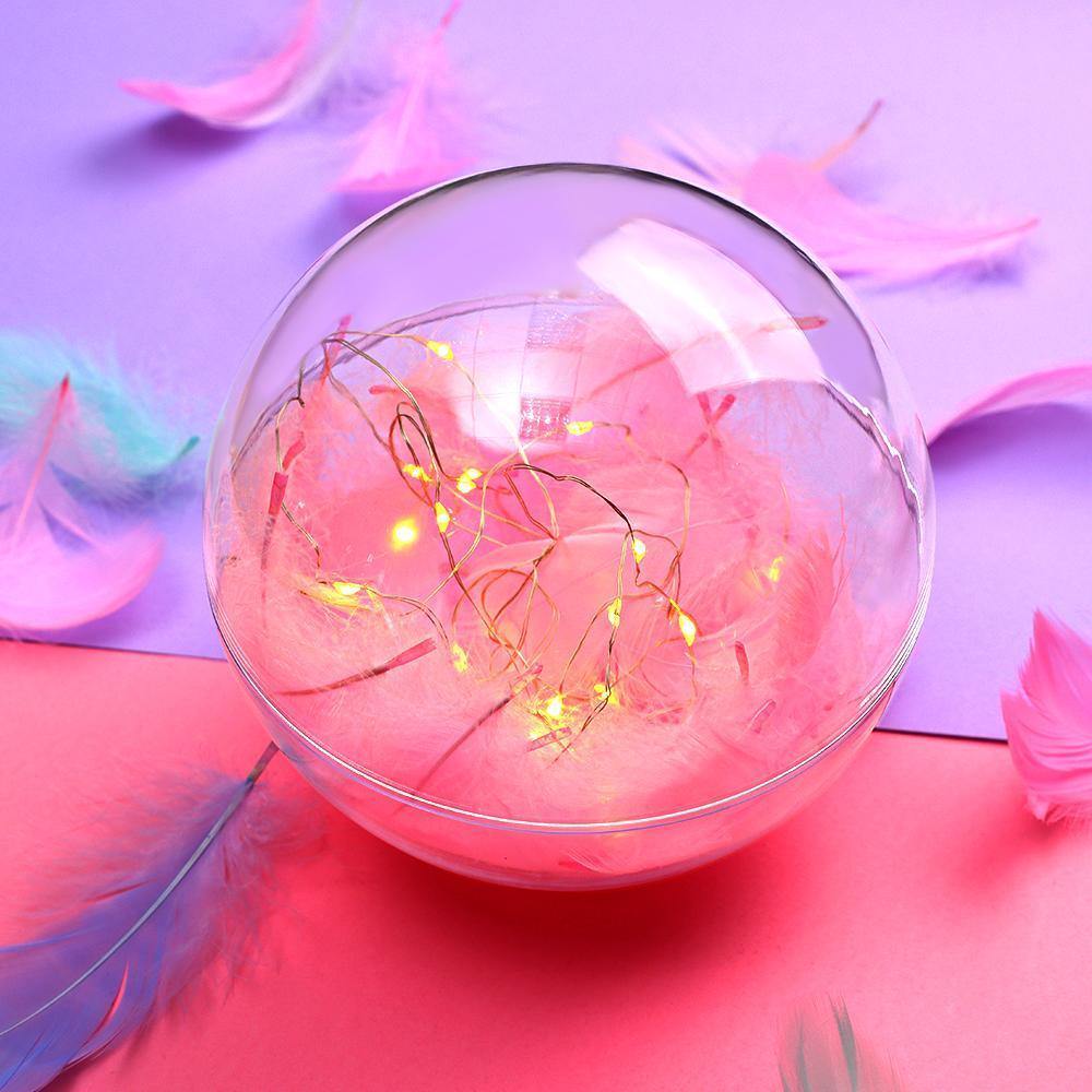 Transparent Plastic Ball Light String Light Pink Feather Three-piece Suit Creative Gift Combination