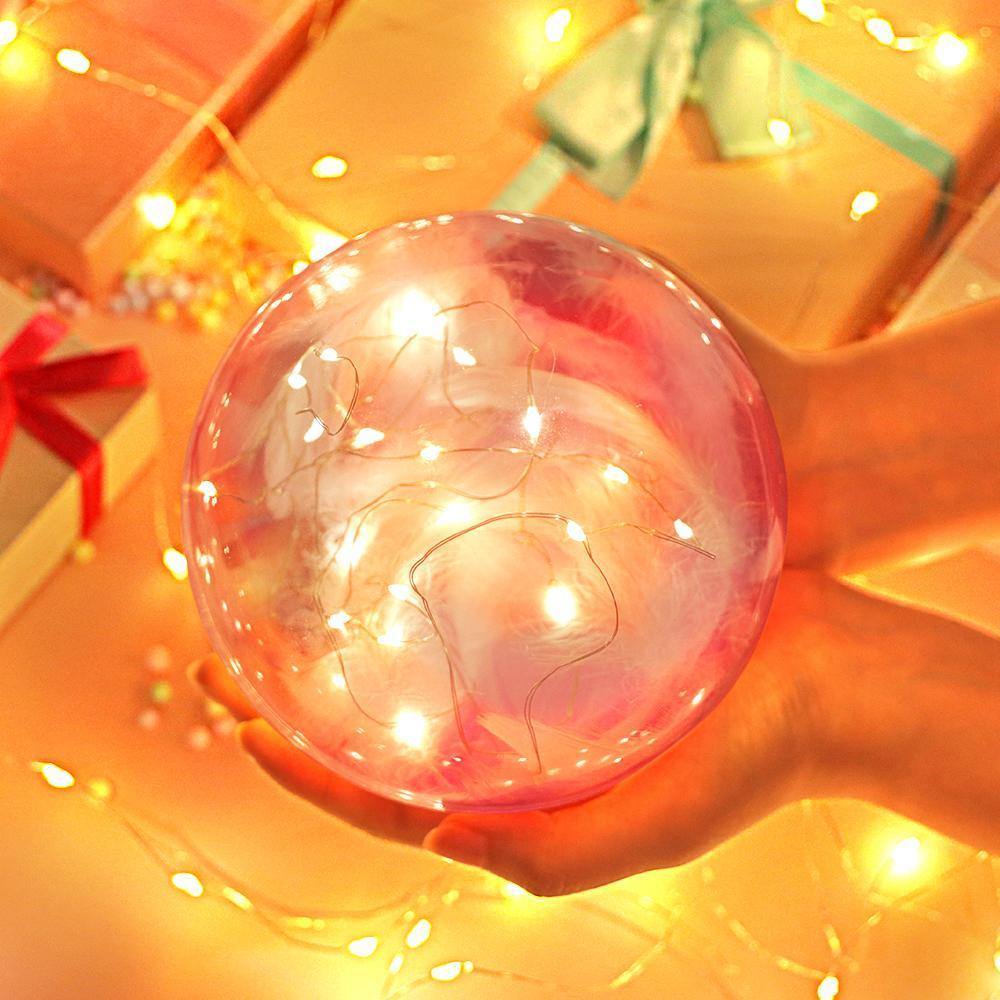 Transparent Plastic Ball Light String Light Pink Feather Three-piece Suit Creative Gift Combination