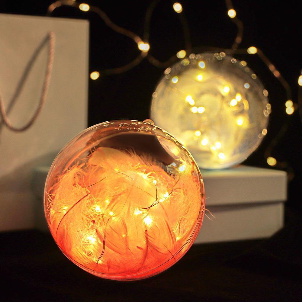 Transparent Plastic Ball Light String Sky Blue Feather Three-piece Suit Creative Gift Combination