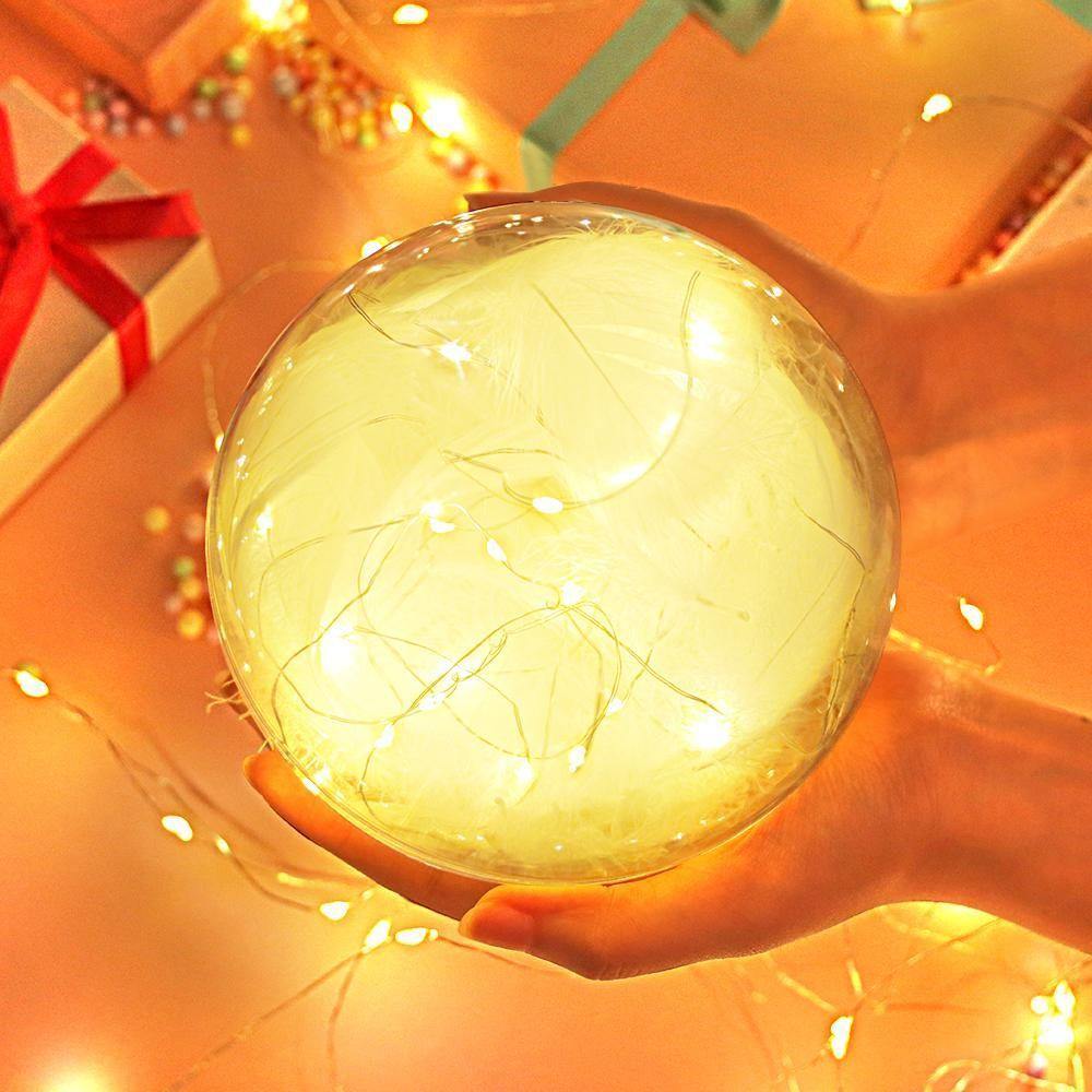 Transparent Plastic Ball Light String White Feather Three-piece Suit Creative Gift Combination