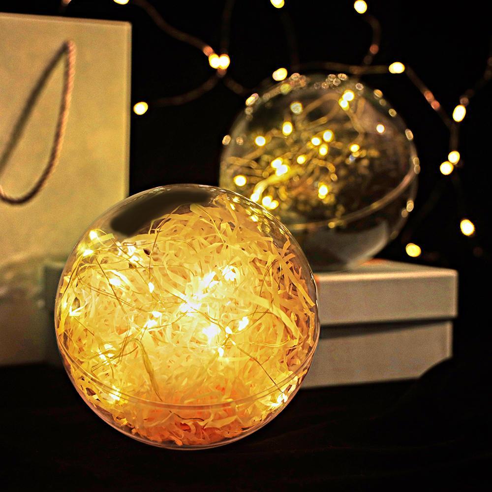 Transparent Plastic Ball Light String Gray Feather Three-piece Suit Creative Gift Combination