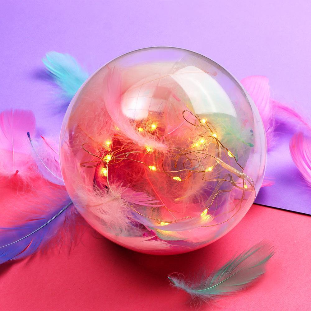 Transparent Plastic Ball Light String Macaron Mix Feather Three-piece Suit Creative Gift Combination