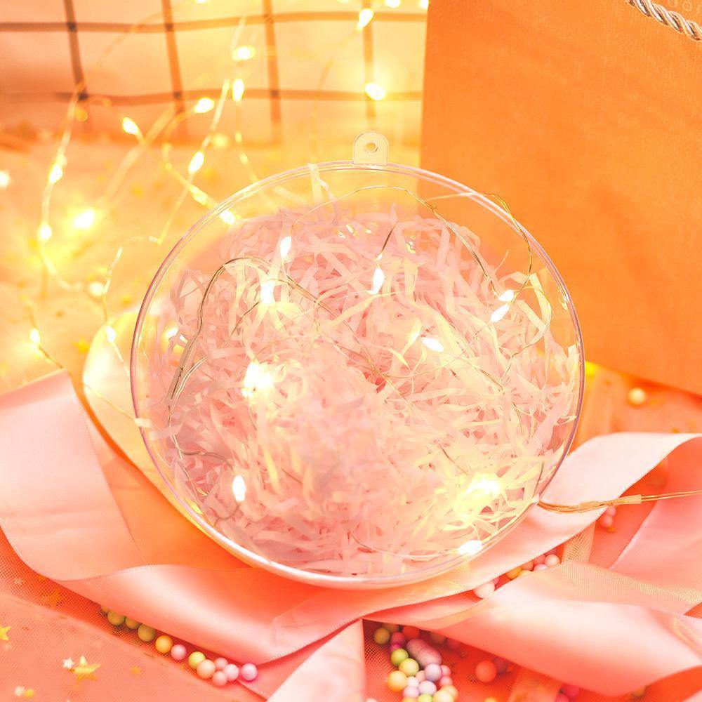 Transparent Round Plastic Ball Color Light String Light Pink Raffia Shredded Paper Silk Three-piece Suit Creative Gift Combination