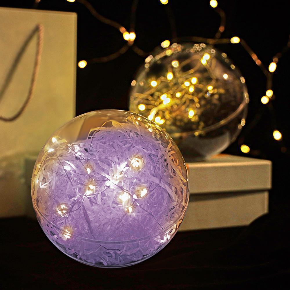 Transparent Round Plastic Ball Color Light String Light Purple Raffia Shredded Paper Silk Three-piece Suit Creative Gift Combination