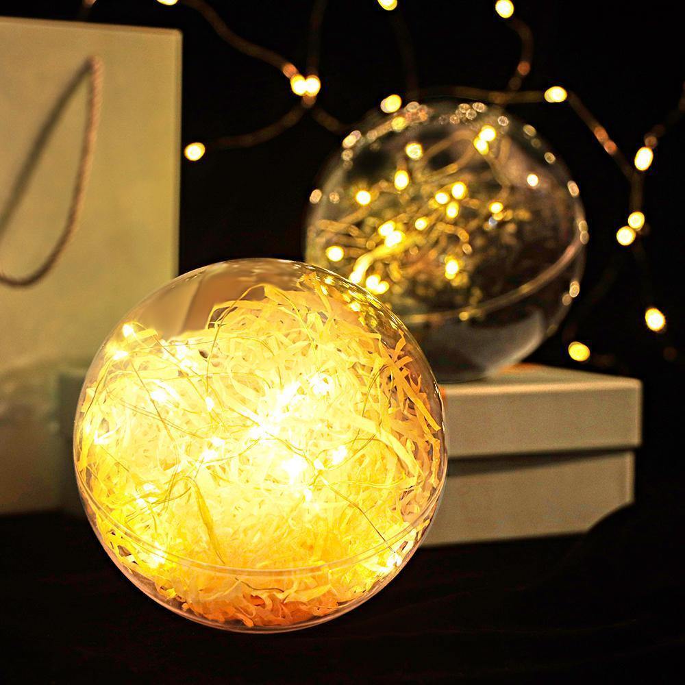 Transparent Round Plastic Ball Color Light String Creamy-white Raffia Shredded Paper Silk Three-piece Suit Creative Gift Combination