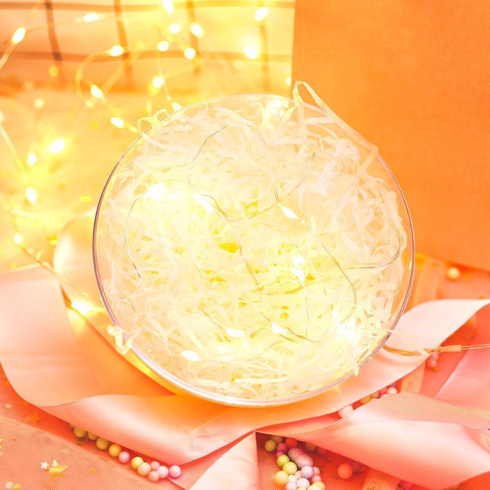 Transparent Round Plastic Ball Color Light String Creamy-white Raffia Shredded Paper Silk Three-piece Suit Creative Gift Combination