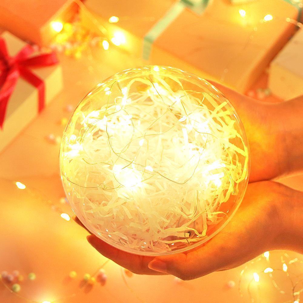 Transparent Round Plastic Ball Color Light String Creamy-white Raffia Shredded Paper Silk Three-piece Suit Creative Gift Combination