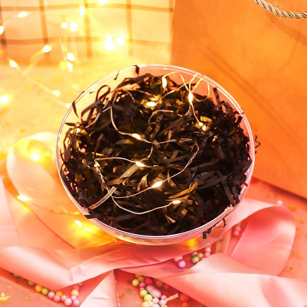 Transparent Round Plastic Ball Color Light String Black Raffia Shredded Paper Silk Three-piece Suit Creative Gift Combination