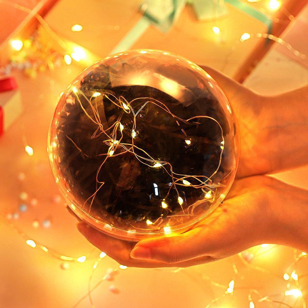Transparent Round Plastic Ball Color Light String Black Raffia Shredded Paper Silk Three-piece Suit Creative Gift Combination