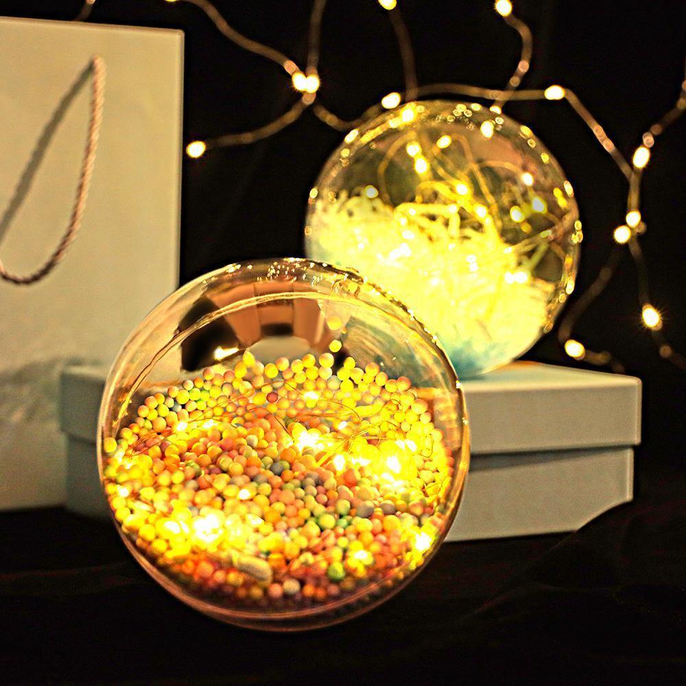 Transparent Round Plastic Ball Color Light String Light Blue Raffia Shredded Paper Silk Three-piece Suit Creative Gift Combination