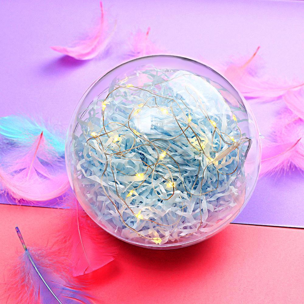 Transparent Round Plastic Ball Color Light String Light Blue Raffia Shredded Paper Silk Three-piece Suit Creative Gift Combination