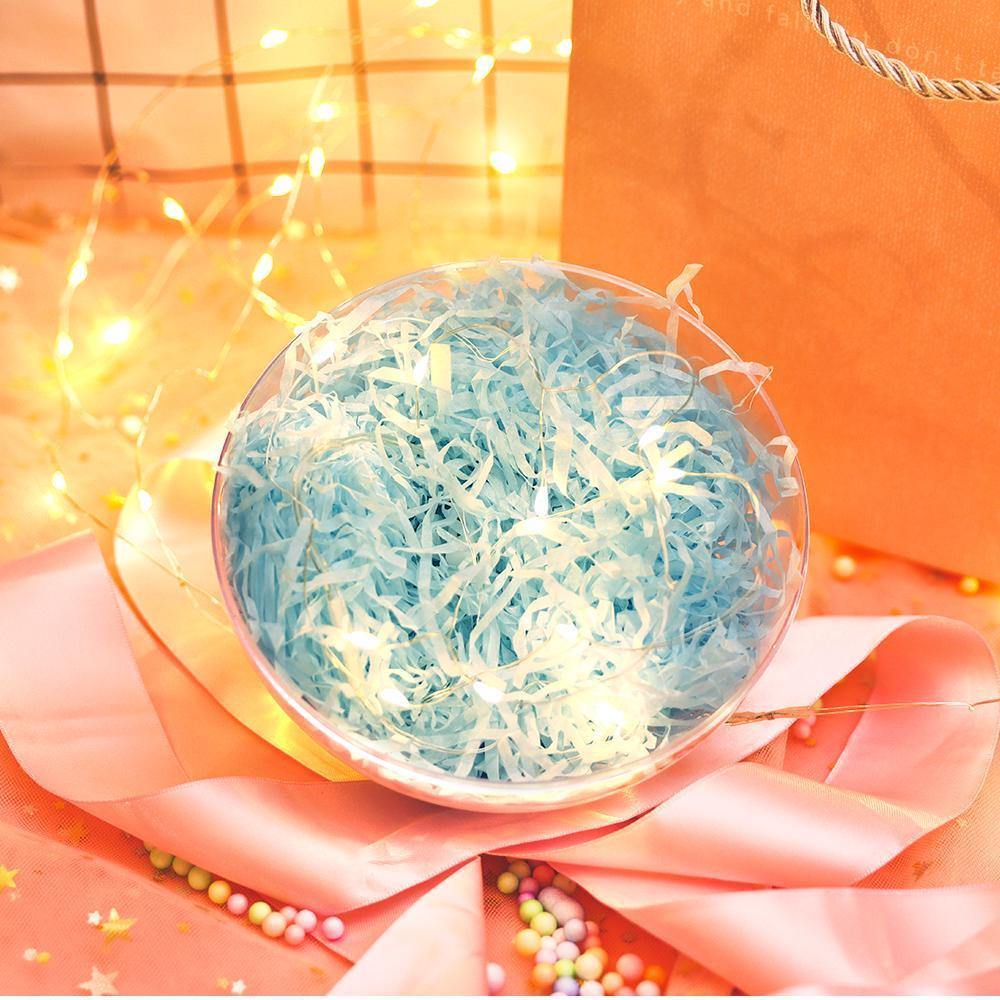 Transparent Round Plastic Ball Color Light String Light Blue Raffia Shredded Paper Silk Three-piece Suit Creative Gift Combination