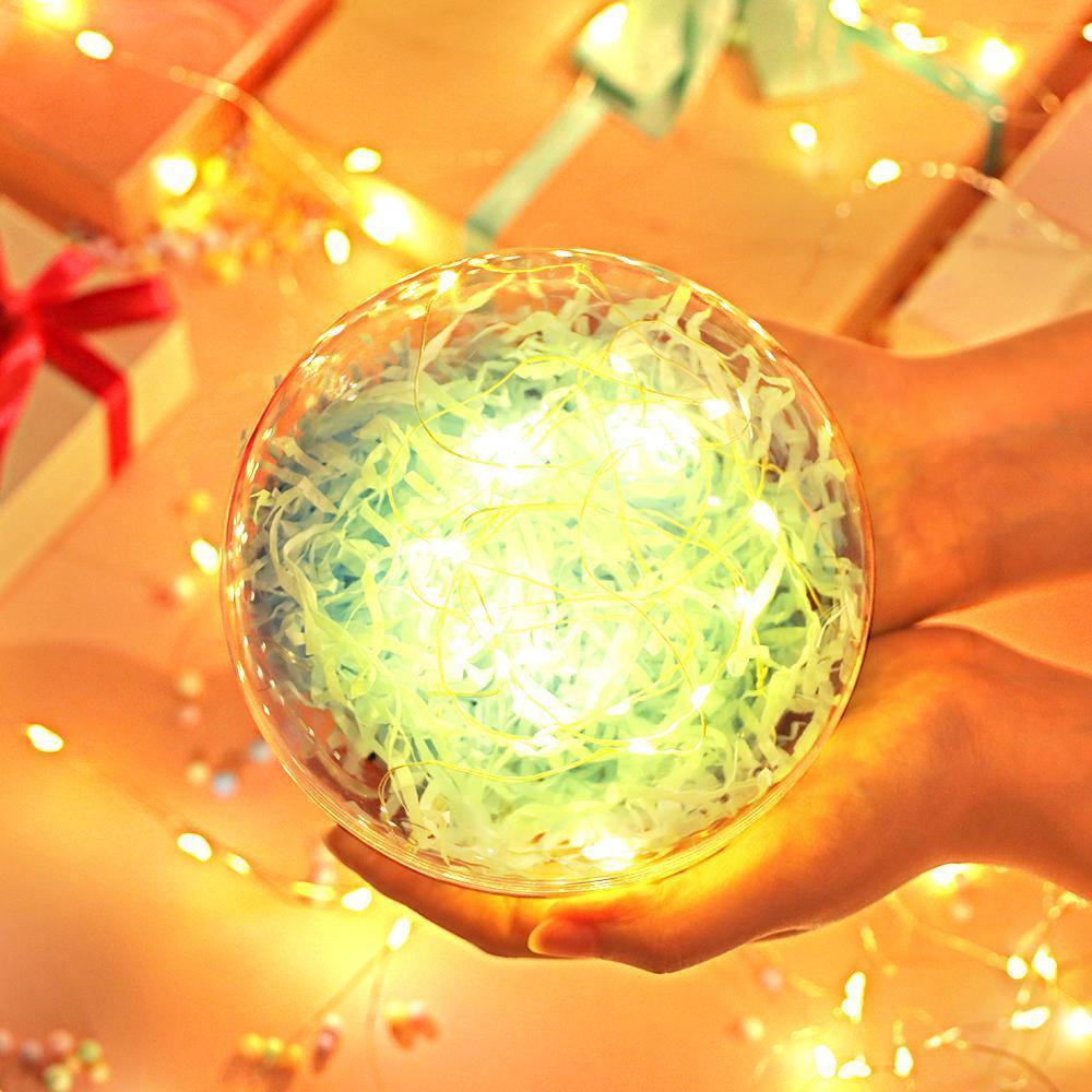 Transparent Round Plastic Ball Color Light String Light Blue Raffia Shredded Paper Silk Three-piece Suit Creative Gift Combination
