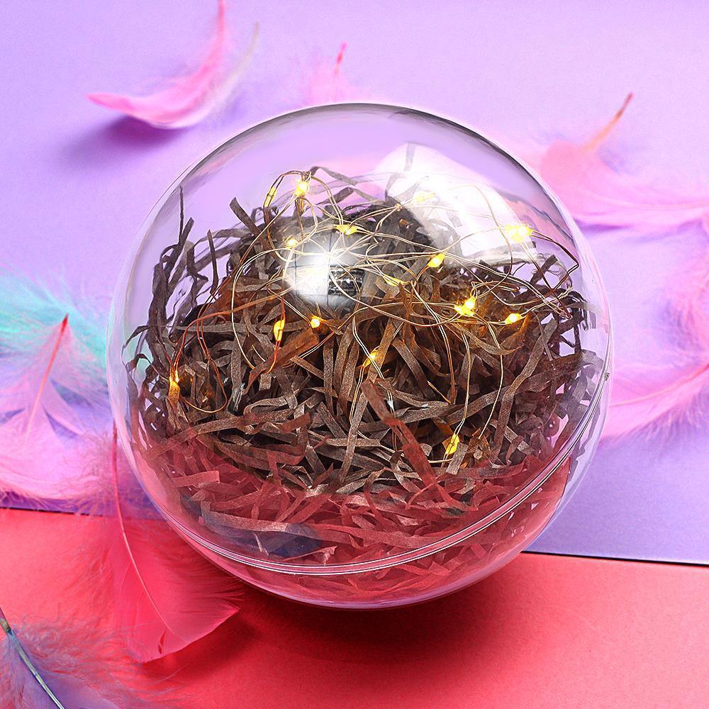 Transparent Round Plastic Ball Color Light String Dark Gray Raffia Shredded Paper Silk Three-piece Suit Creative Gift Combination