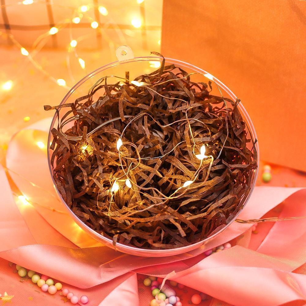 Transparent Round Plastic Ball Color Light String Dark Gray Raffia Shredded Paper Silk Three-piece Suit Creative Gift Combination