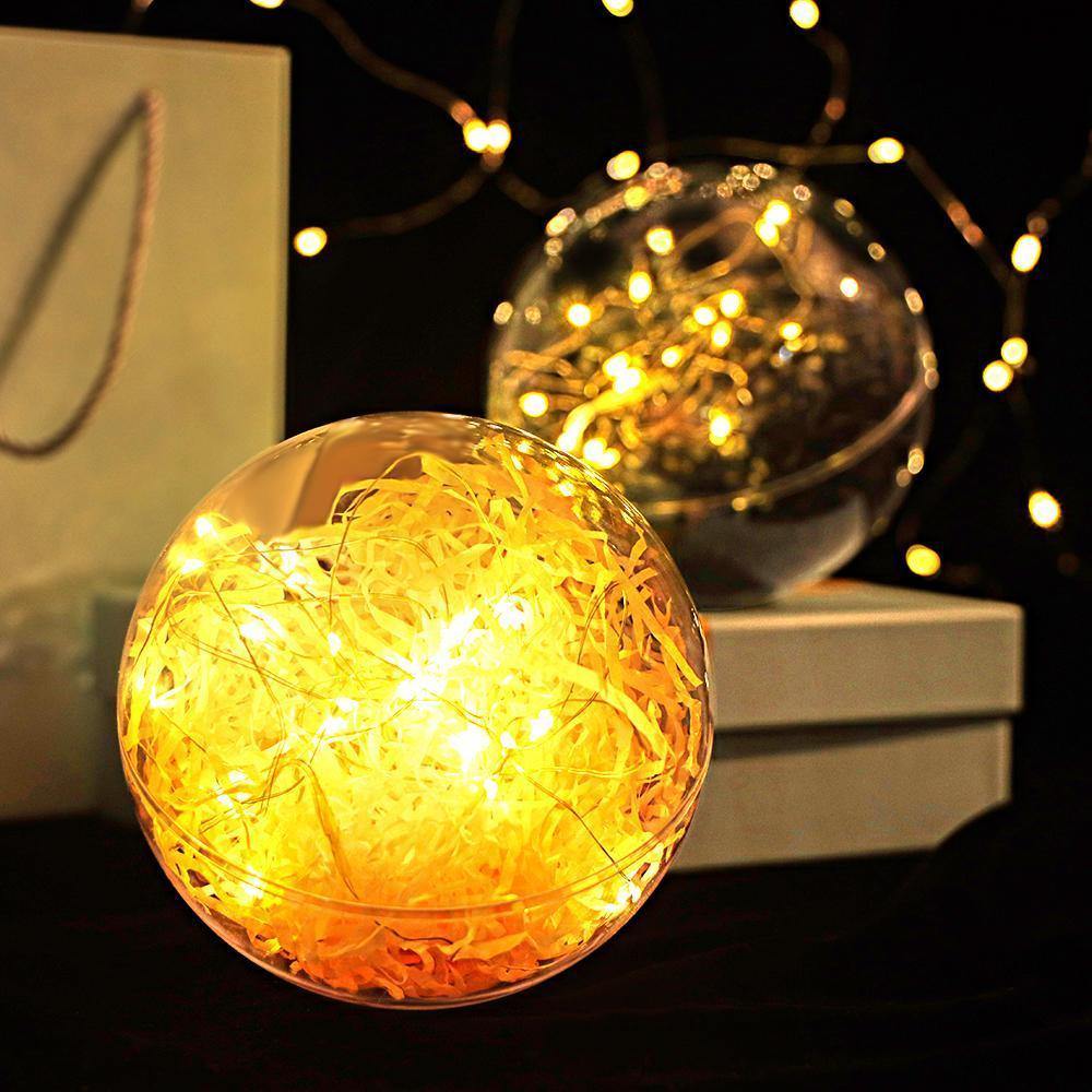 Transparent Round Plastic Ball Color Light String Light Pink Raffia Shredded Paper Silk Three-piece Suit Creative Gift Combination