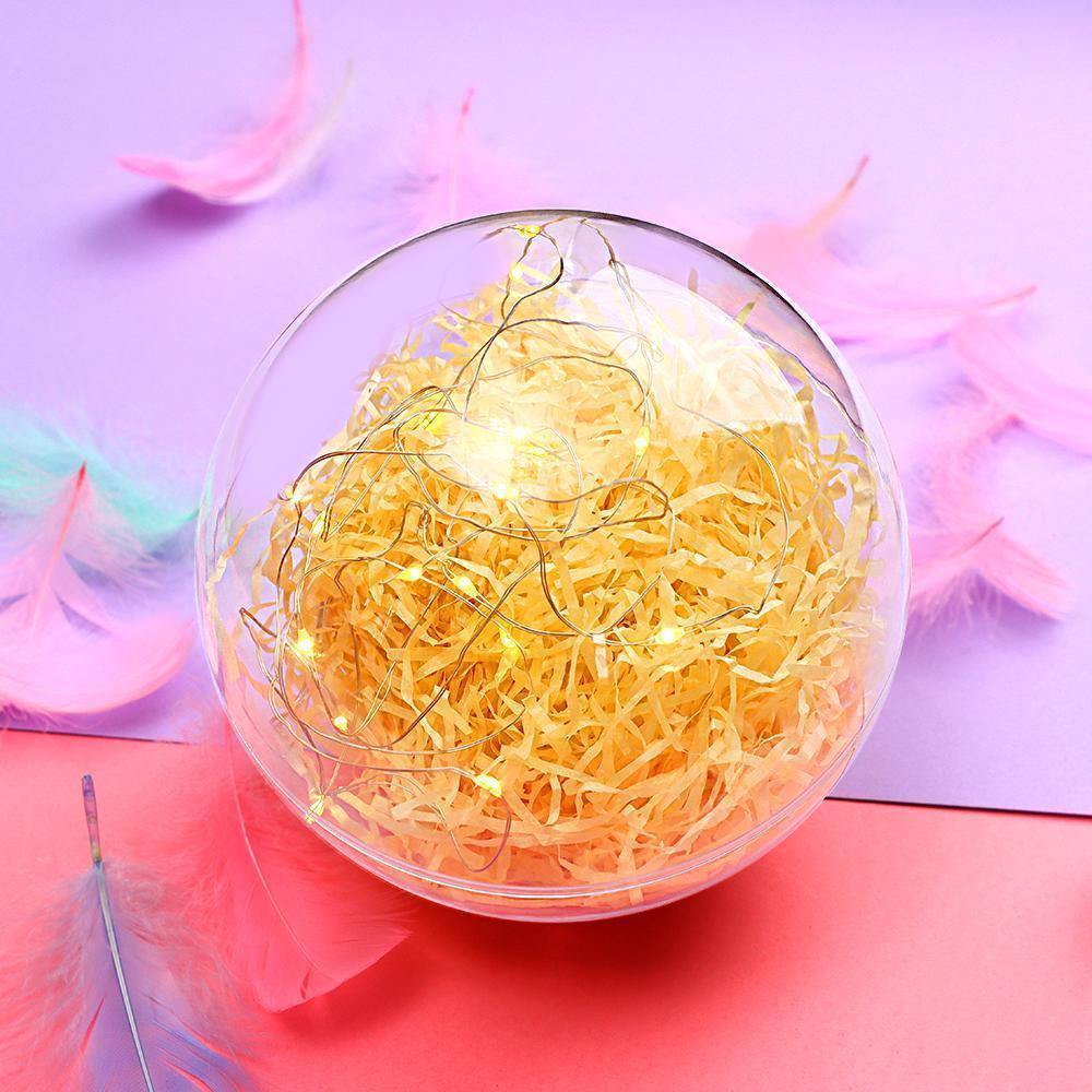 Transparent Round Plastic Ball Color Light String Wood Color Raffia Shredded Paper Silk Three-piece Suit Creative Gift Combination
