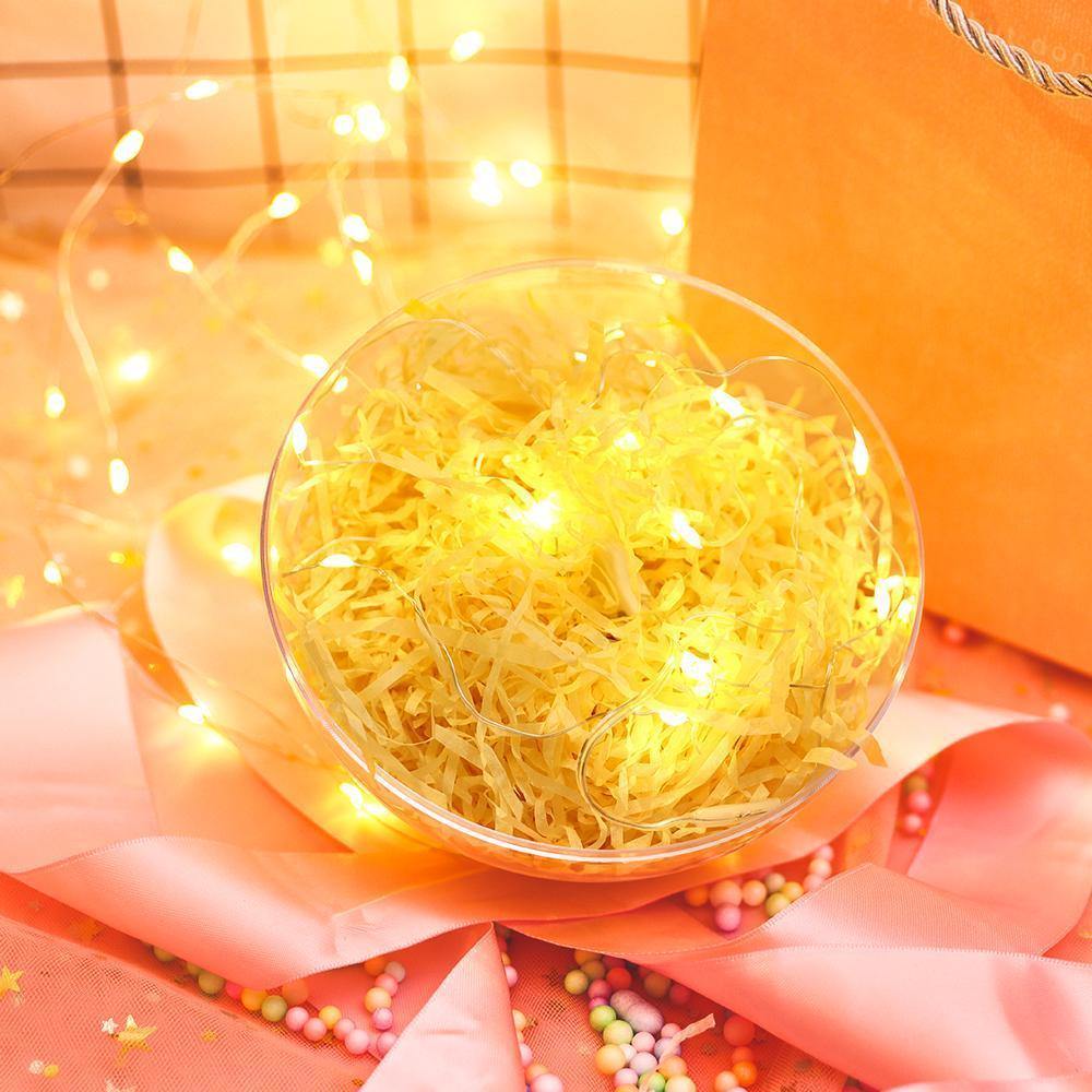 Transparent Round Plastic Ball Color Light String Wood Color Raffia Shredded Paper Silk Three-piece Suit Creative Gift Combination