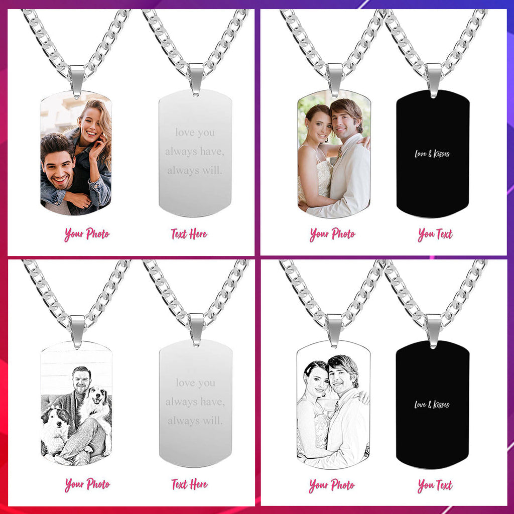 Men's Necklace Engraved Necklace Photo Music Code Necklace Optional Style Gifts for Him