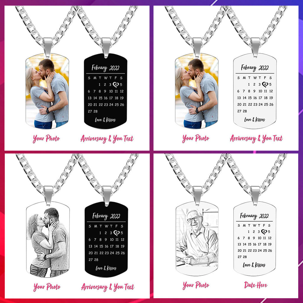 Men's Necklace Engraved Necklace Photo Music Code Necklace Optional Style Gifts for Him