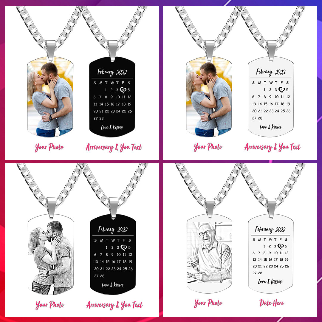 Men's Necklace Engraved Necklace Photo Necklace Optional Style Gifts for Him