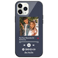 Custom Spotify Code Music iPhone Case with Text Scannable Engraved Custom Music Song Tempered Glass  - Dark Blue