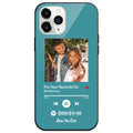 Custom Spotify Code Music iPhone Case with Text Scannable Engraved Custom Music Song Tempered Glass  - Light Blue