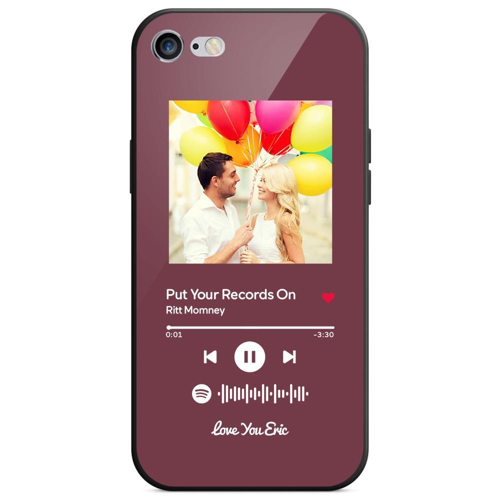 Custom Spotify Code Music iPhone Case with Text Scannable Engraved Custom Music Song Tempered Glass - Purple
