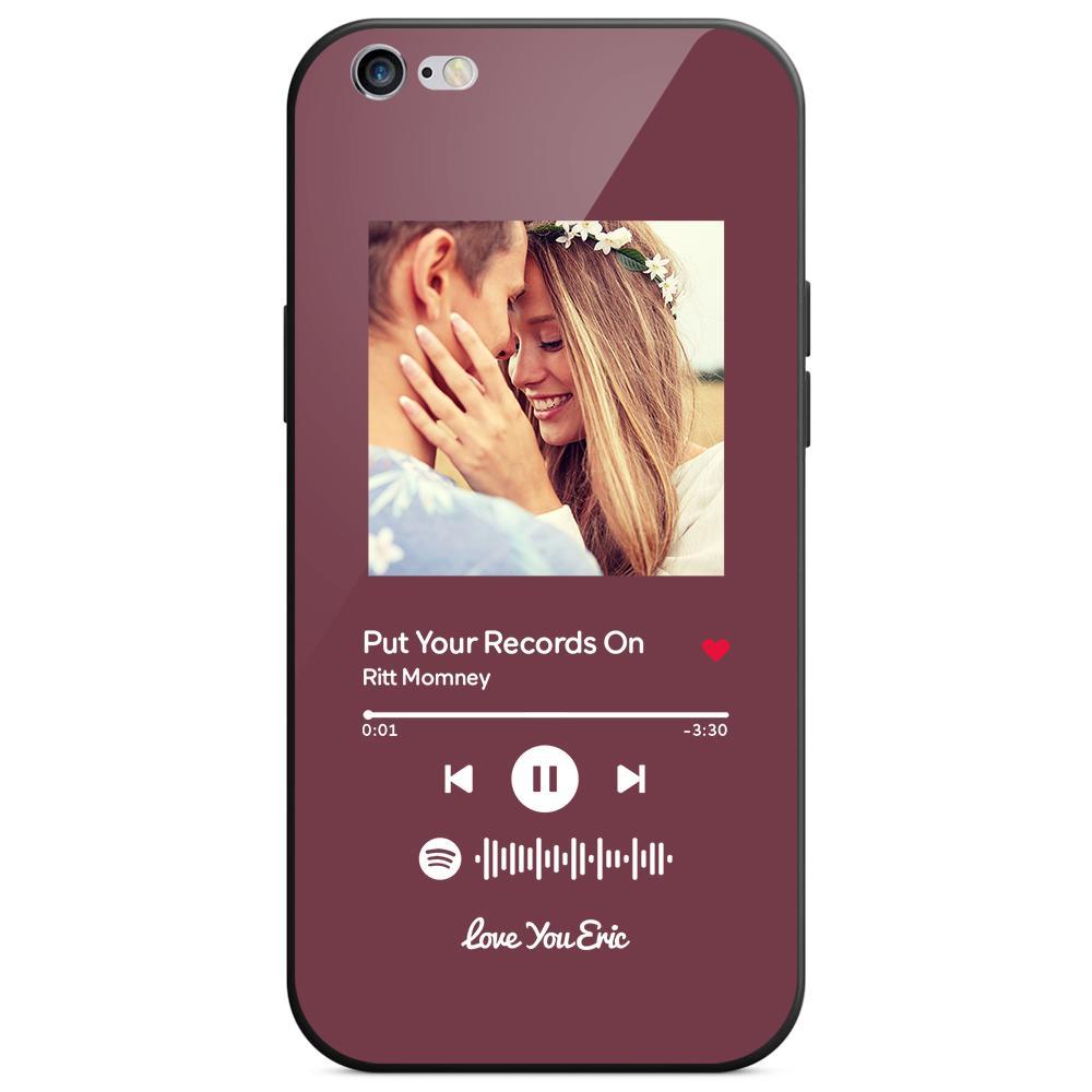 Custom Spotify Code Music iPhone Case with Text Scannable Engraved Custom Music Song Tempered Glass - Purple