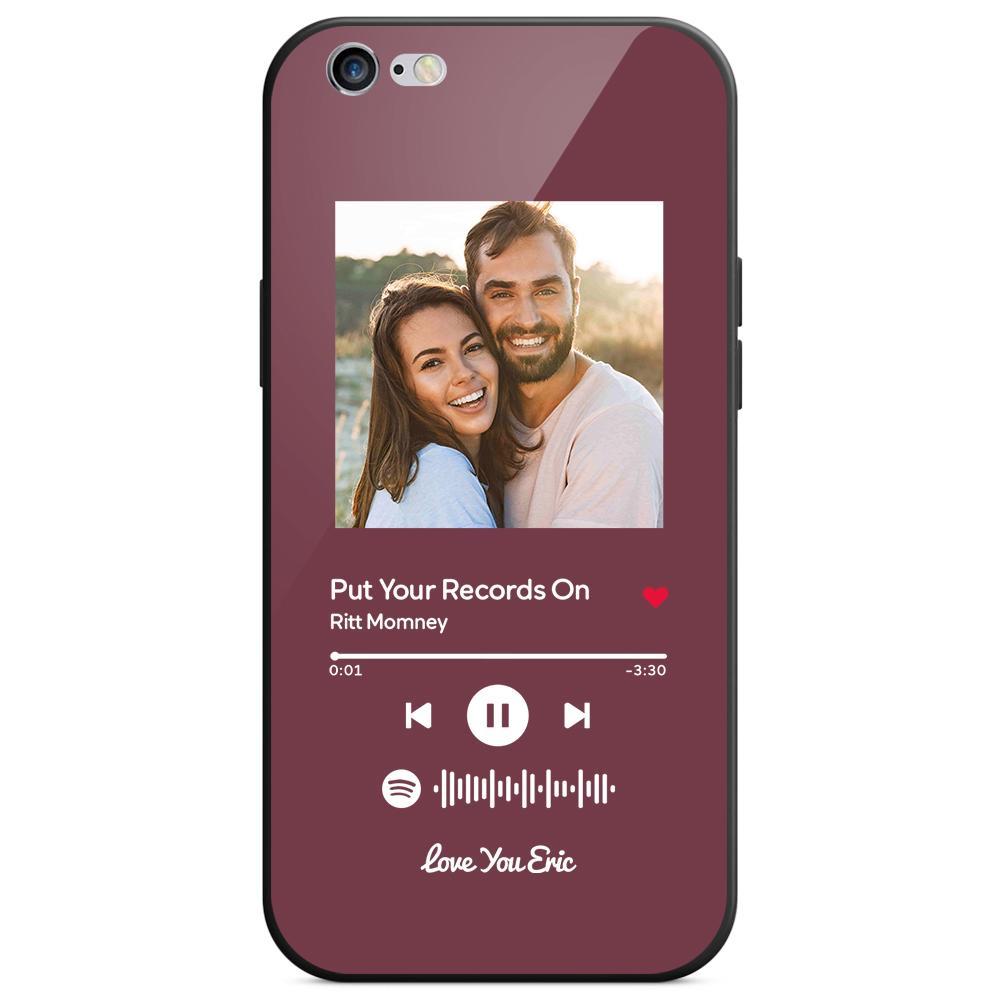 Custom Spotify Code Music iPhone Case with Text Scannable Engraved Custom Music Song Tempered Glass - Purple
