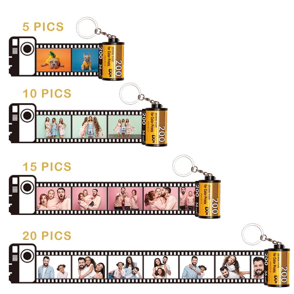 5 Pics Custom Photo Camera Roll Keychain with Pictures Customized Photo Christmas Gifts