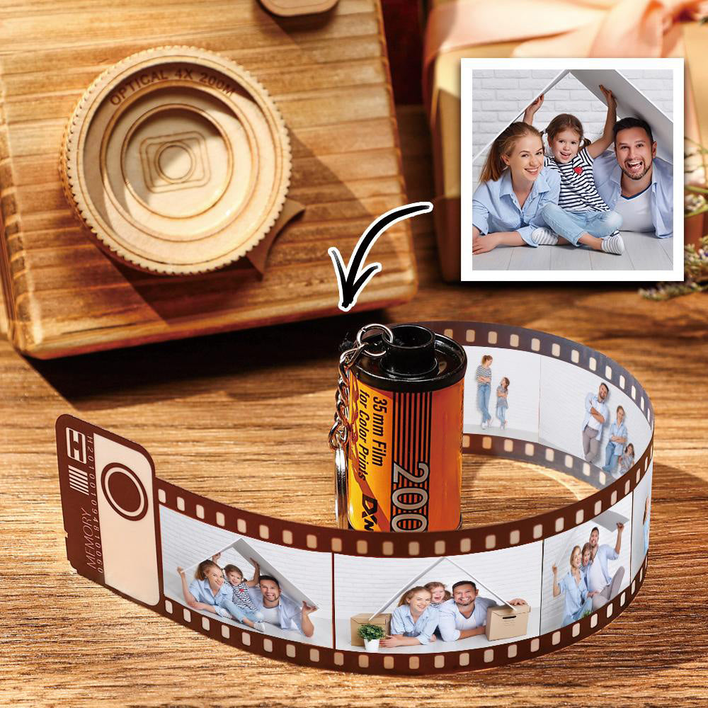 Scannable Music Code Camera Roll Keychain Music Photo Engraved Film Keychain Memorial Gifts 20 Pics