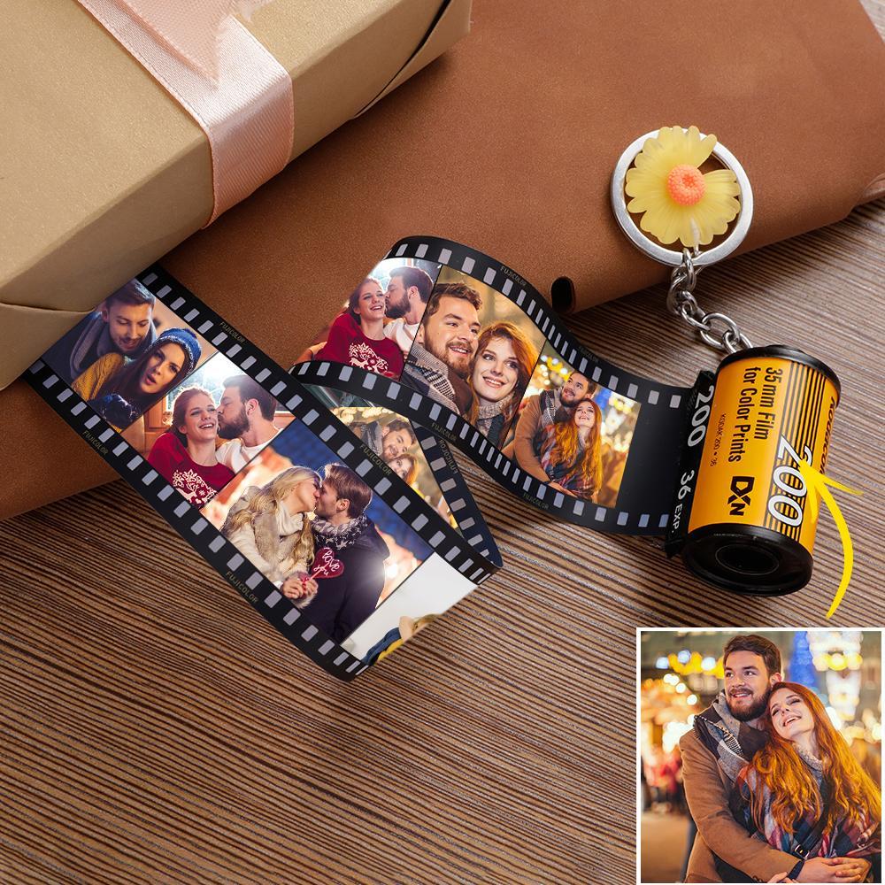 5 Pics Custom Photo Film Roll Keychain with Pictures Customized Photo Christmas Gifts for Family